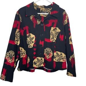 Briggs NY blazer jacket women's XL red black gold light wt shoulder pads 1980s